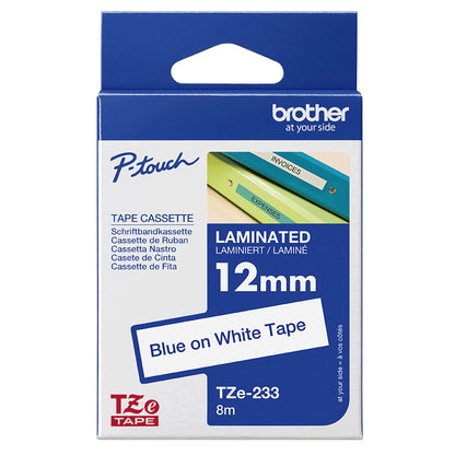 Brother TZe-233 Blue on White Label Tape, 12mm x 8m, image 4
