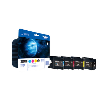 Brother LC-1280XL Genuine 4-Colour High-Yield Ink Multipack, 2,400 Pages