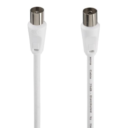 Hama Antenna Cable, Coax Male to Coax Female, 75dB, 10 Metre, White