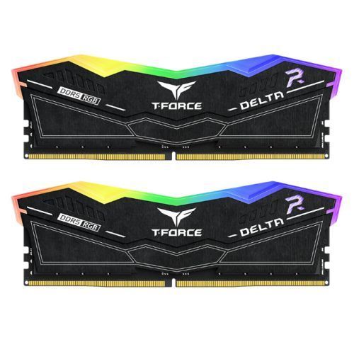Team T-Force Delta RGB 64GB Kit (2 x 32GB), DDR5, 6400MHz (PC5-51200), CL40, ECC, AMD EXPO & XMP 3.0, PMIC, DIMM Memory, Black