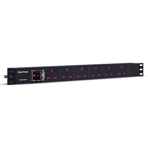 CyberPower PDU11310 Basic Power Distribution Unit, 1U Vertical/Horizontal Rackmount, 6 Outlets, Aluminium Housing