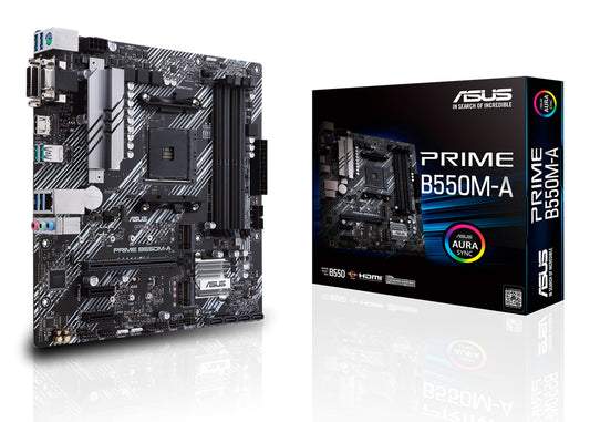 Asus PRIME B550M-A, AMD B550, AM4, Micro ATX, 4 DDR4, VGA, DVI, HDMI, PCIe4, M.2