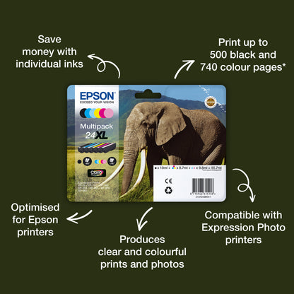 Epson 24 Genuine Cyan Ink Cartridge, 360 Pages, image 3