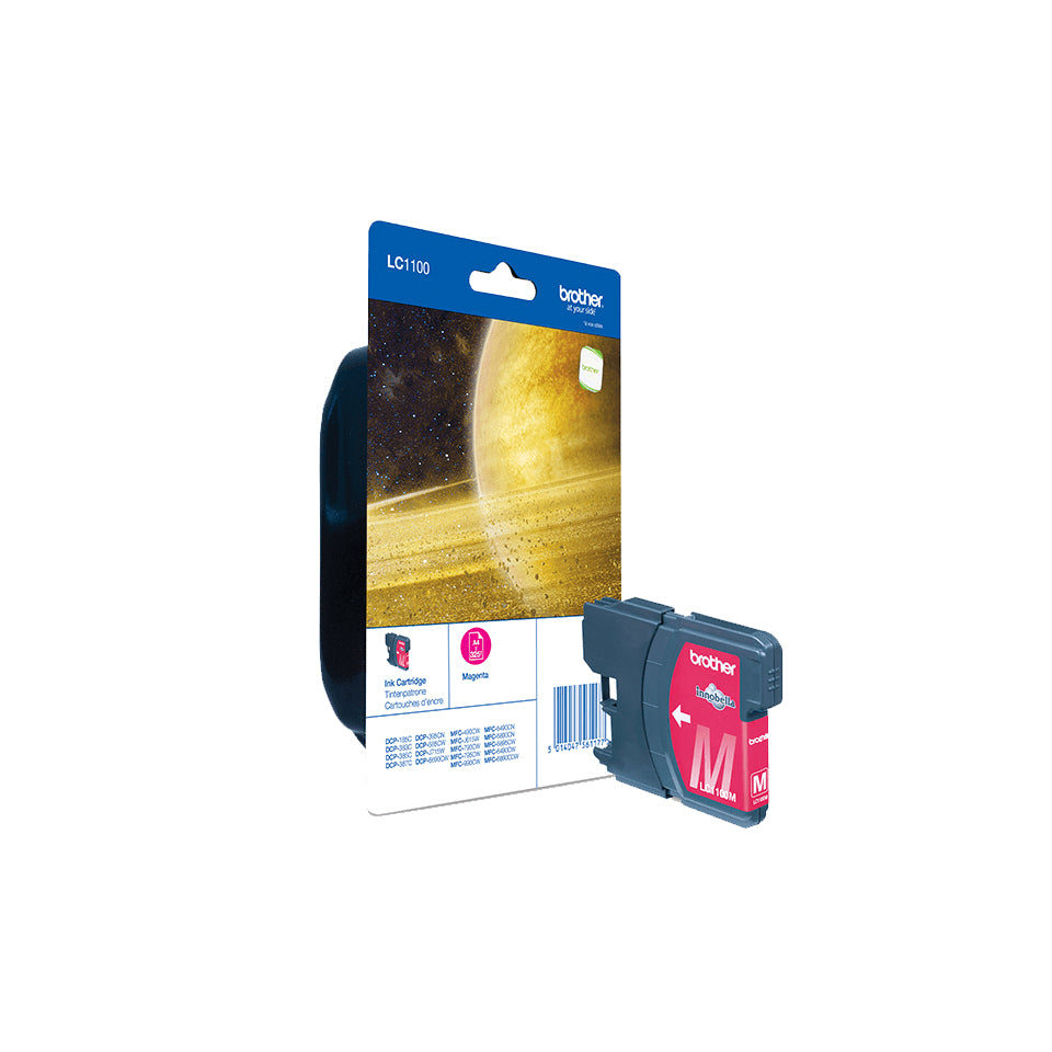 Brother LC-1100M Genuine Magenta Ink Cartridge, 325 Pages, image 2