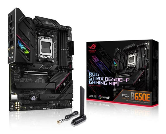 Asus ROG STRIX B650E-F GAMING WIFI, AMD B650, AM5, ATX, 4 DDR5, HDMI, DP, Wi-Fi 6, 2.5G LAN, PCIe5, RGB, 3x M.2