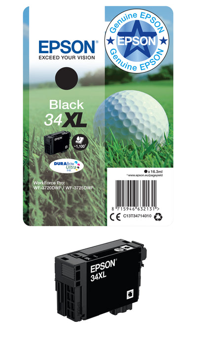 Epson 34XL Genuine Black High-Yield Ink Cartridge, 1,100 Pages, image 2