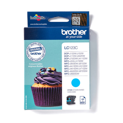 Brother LC-123C Genuine Cyan Ink Cartridge, 600 Pages