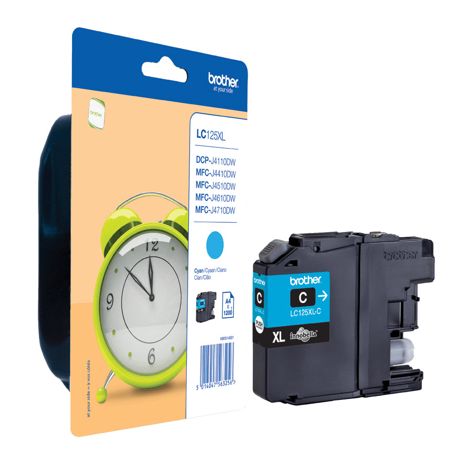 Brother LC-125XLC Genuine Cyan High-Yield Ink Cartridge, 1,200 Pages, image 5