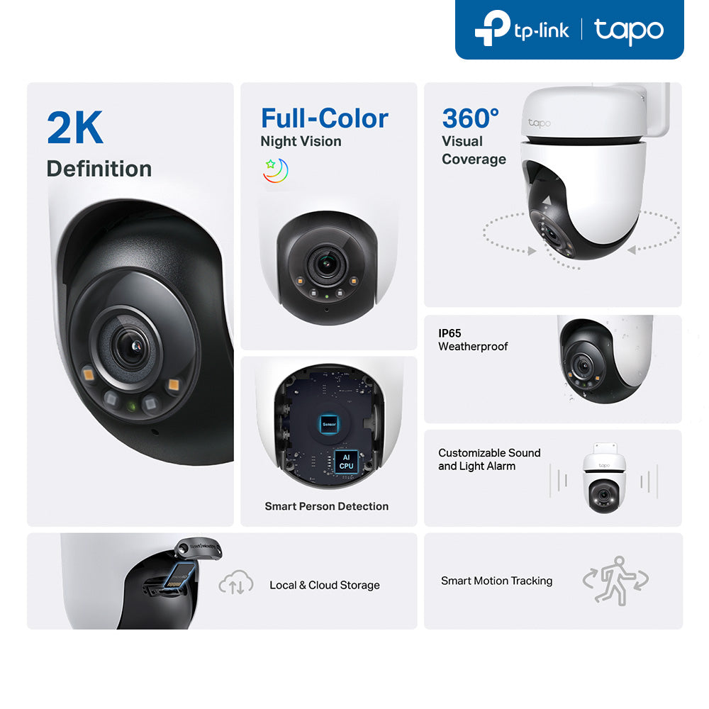 TP-Link Tapo Outdoor Pan/Tilt Security Wi-Fi Camera, White, Black, image 8