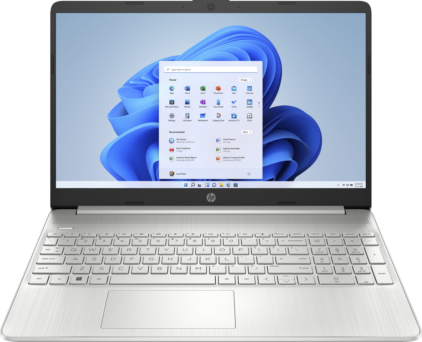 HP 15s-fq2037na Intel® Core™ i5 i5-1135G7 Laptop 39.6 cm (15.6") Full HD 8 GB DDR4-SDRAM 256 GB SSD Wi-Fi 5 (802.11ac) Windows 11 Home Silver