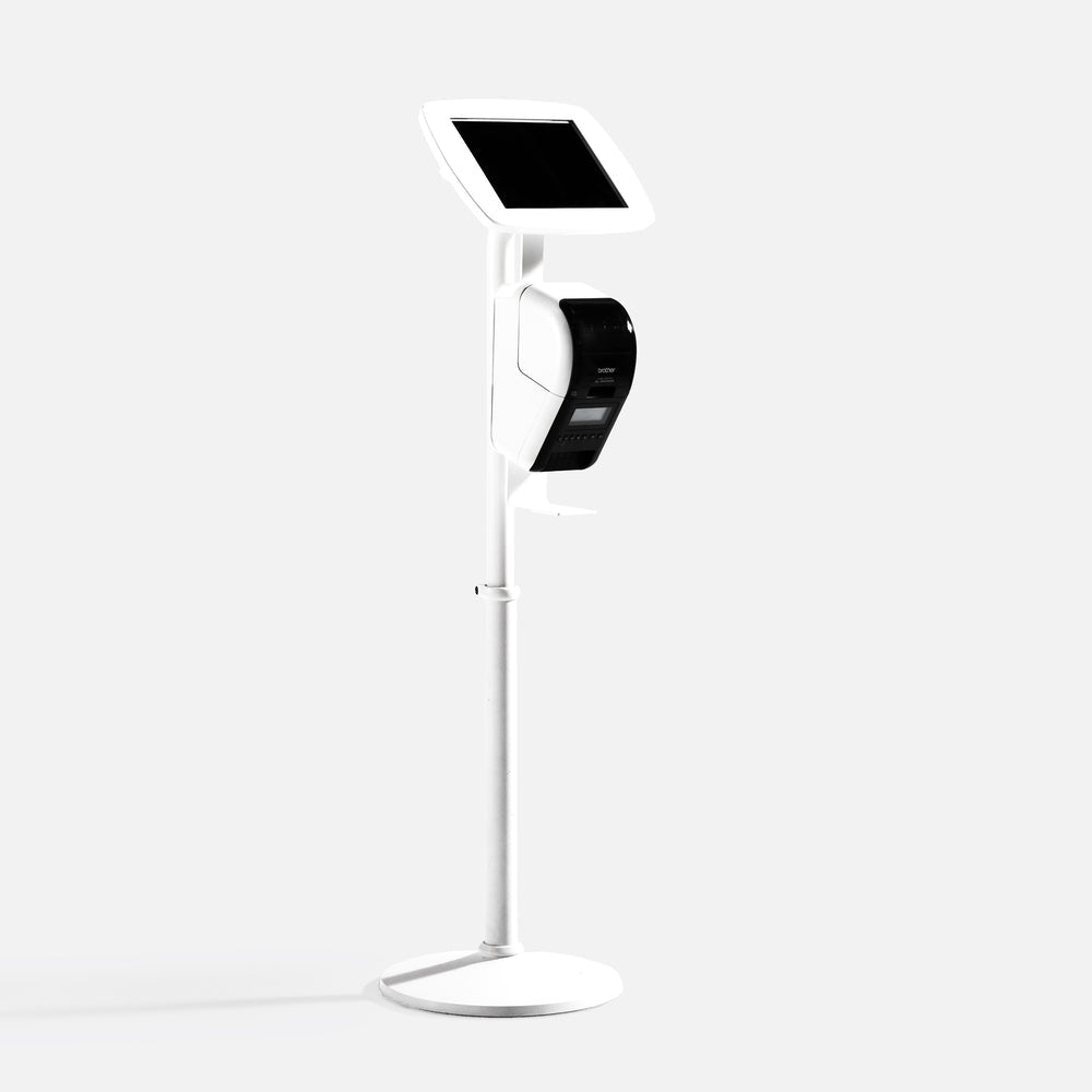 Bouncepad Original Elevate + Brother Printer Mount (inc USB Cable) | Apple iPad Air 4th and 5th Gen 10.9 (2020 - 2022) | White | Covered Front Camera and Home Button