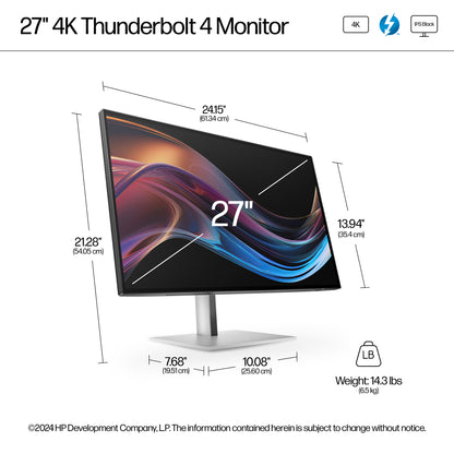 HP Series 7 Pro 27 inch 4K Thunderbolt 4 Monitor - 727pk 27" 4K UHD Monitor, image 5
