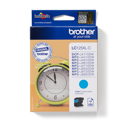 Brother LC-125XLC Genuine Cyan High-Yield Ink Cartridge, 1,200 Pages
