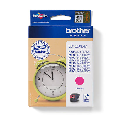 Brother LC-125XLM Genuine Magenta High-Yield Ink Cartridge, 1,200 Pages