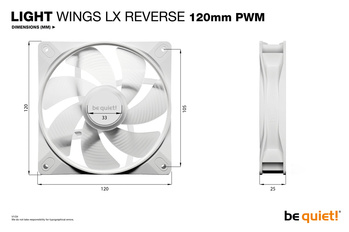 be quiet! Light Wings LX 120 mm PWM Reverse White Computer case Fan 12 cm, image 6