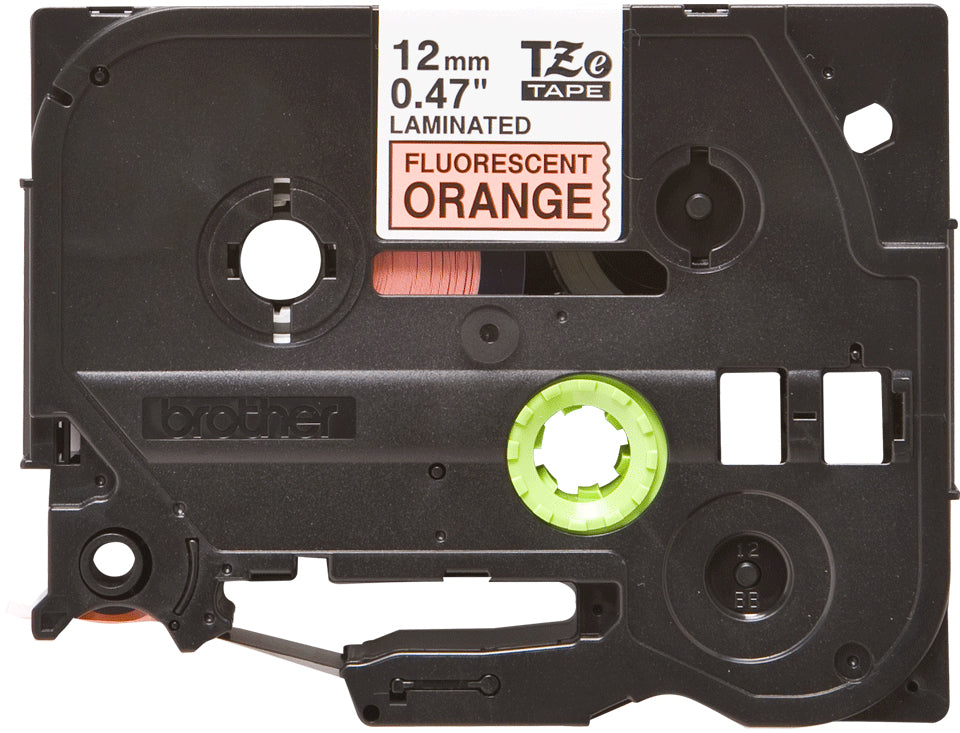 Brother TZe-B31 Black on Fluorescent Orange Laminated Tape, 12mm x 5m, image 3