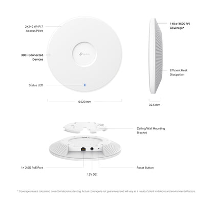 TP-Link Omada BE9300 Ceiling Mount Tri-Band Wi-Fi 7 Access Point, image 6