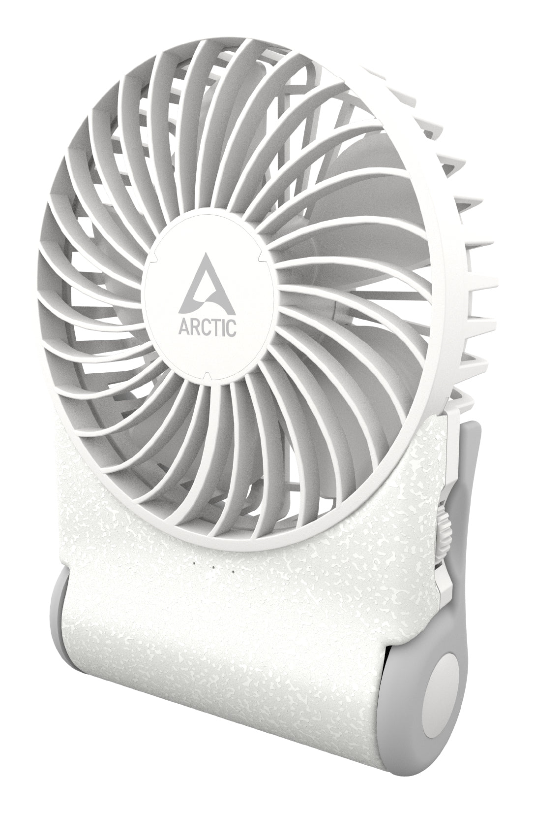 ARCTIC Summair 2Go Powerful Handheld Fan, Up to 77 Hours of Battery, Ergonomic Handle with Fold-Out Stand, White