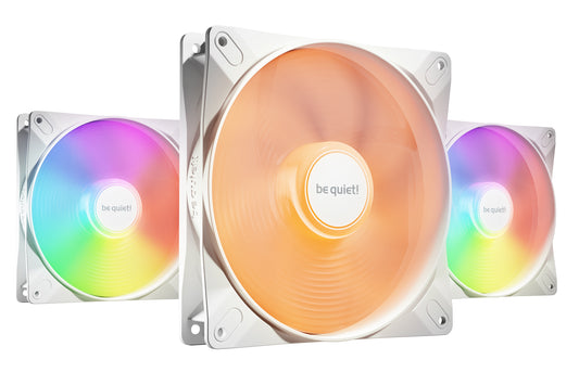 Be Quiet! (BL128) Light Wings LX 140mm PWM ARGB Case Fans (3 Pack), Rifle Bearing, Impeller w/ 16 LEDs, Daisy-Chain, Up to 1200 RPM, White