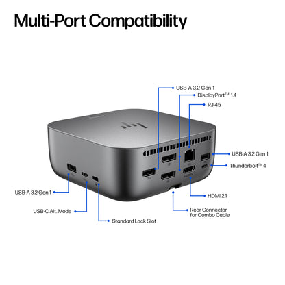HP Thunderbolt 4 100W G6 Dock Docking Station, 100W Power Delivery, image 4