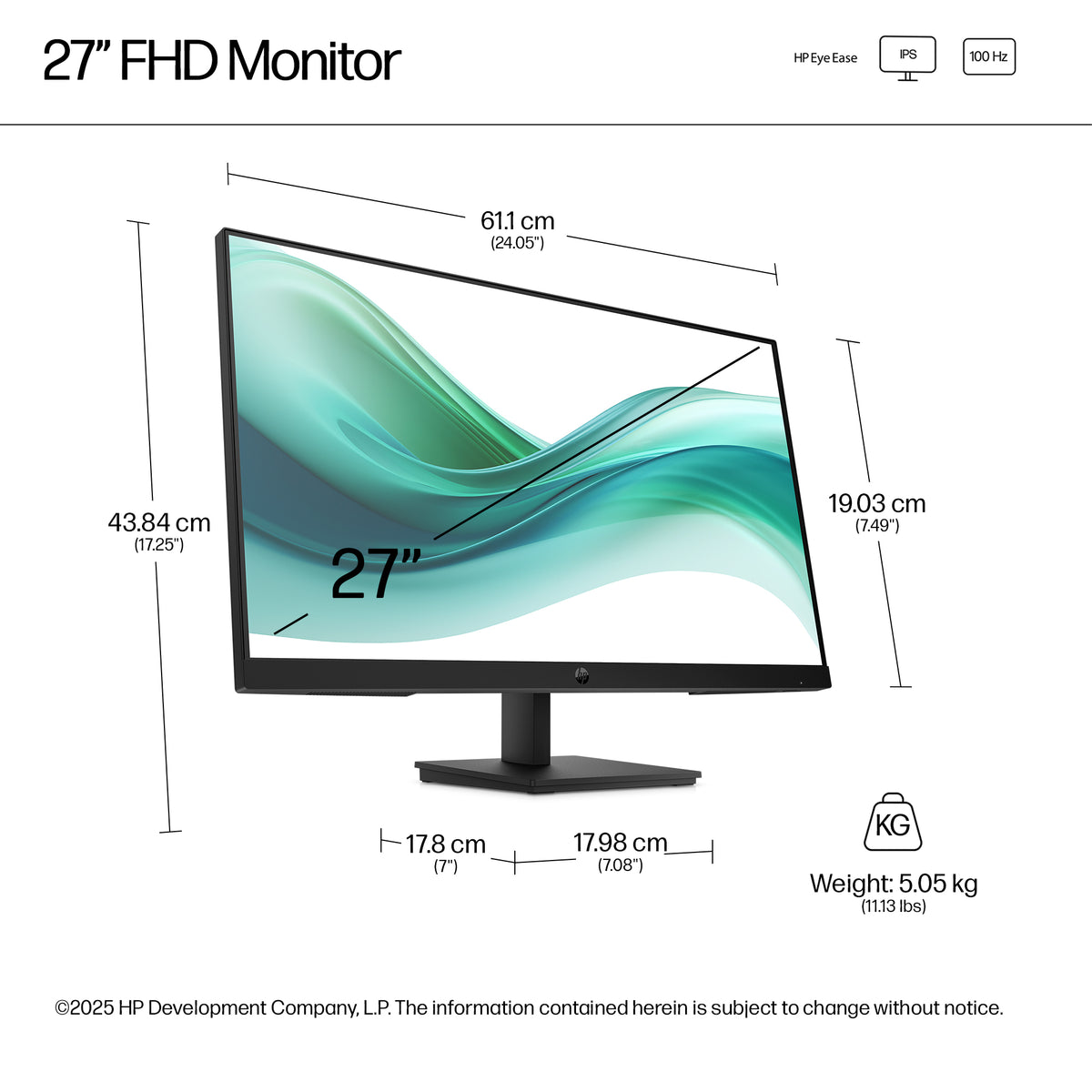 HP Series 3 Pro 27 inch FHD Monitor - 327pf 27" Full HD IPS Monitor, 100Hz, image 5