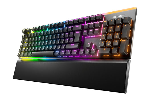 Be Quiet! Light Mount Silent Tactile RGB Mechanical Keyboard, 3D Media Wheel, 5 Macro Keys, Sound-Proofing, Black