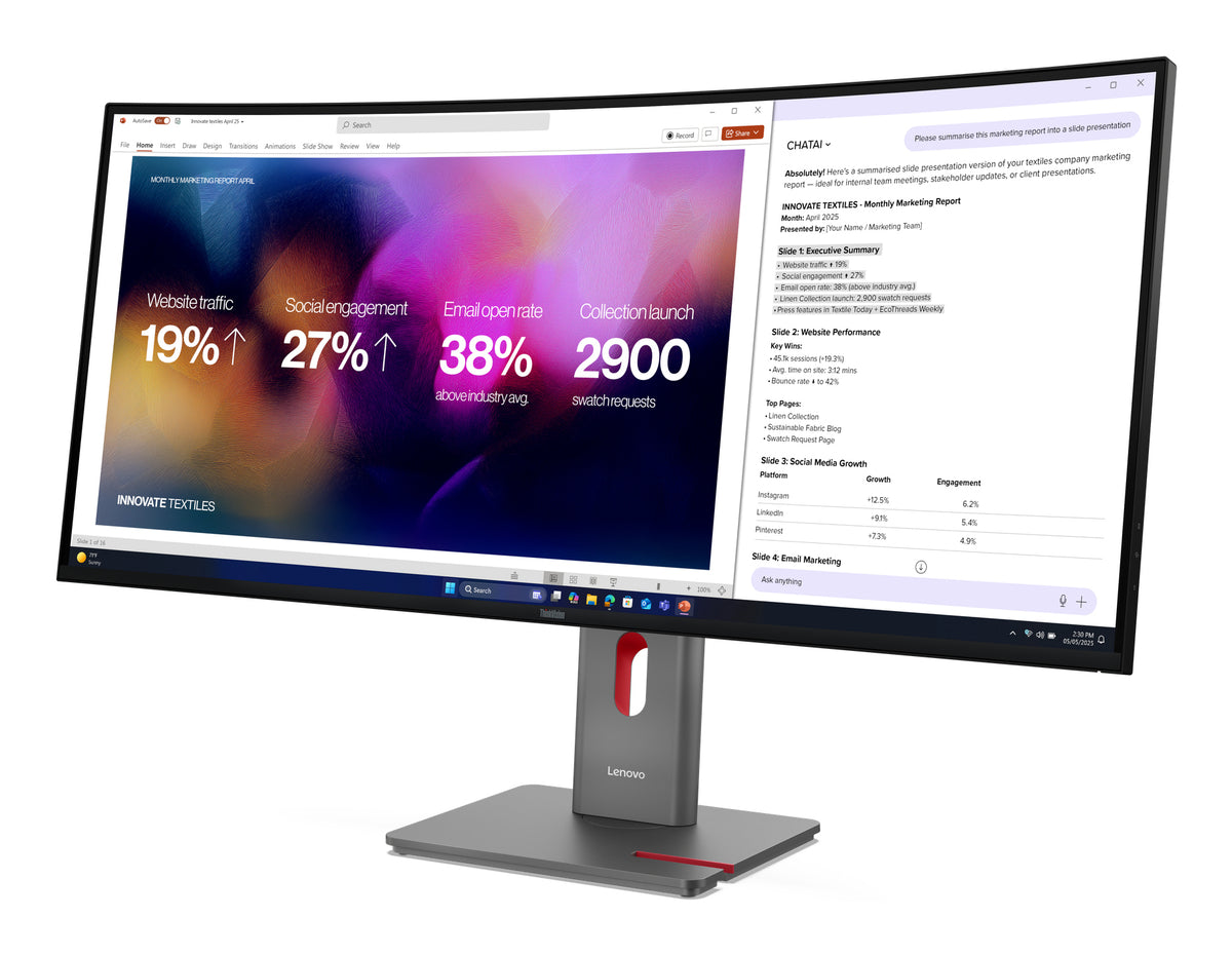 Lenovo ThinkVision P40WD-40 Monitor 39.7" 5120x2160 IPS Monitor, 120Hz, image 4