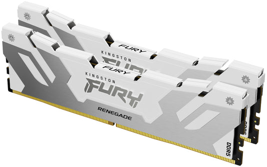 Kingston Fury Renegade 64GB Kit (2 x 32GB), DDR5, 6400MHz, CL32, 1.4V, ECC, XMP 3.0, PMIC, DIMM Memory, White/Silver
