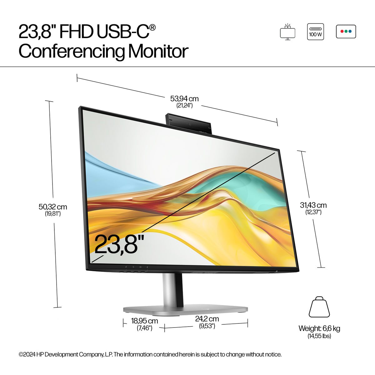 HP Series 5 Pro 23.8 inch FHD USB-C Conferencing Monitor, image 5