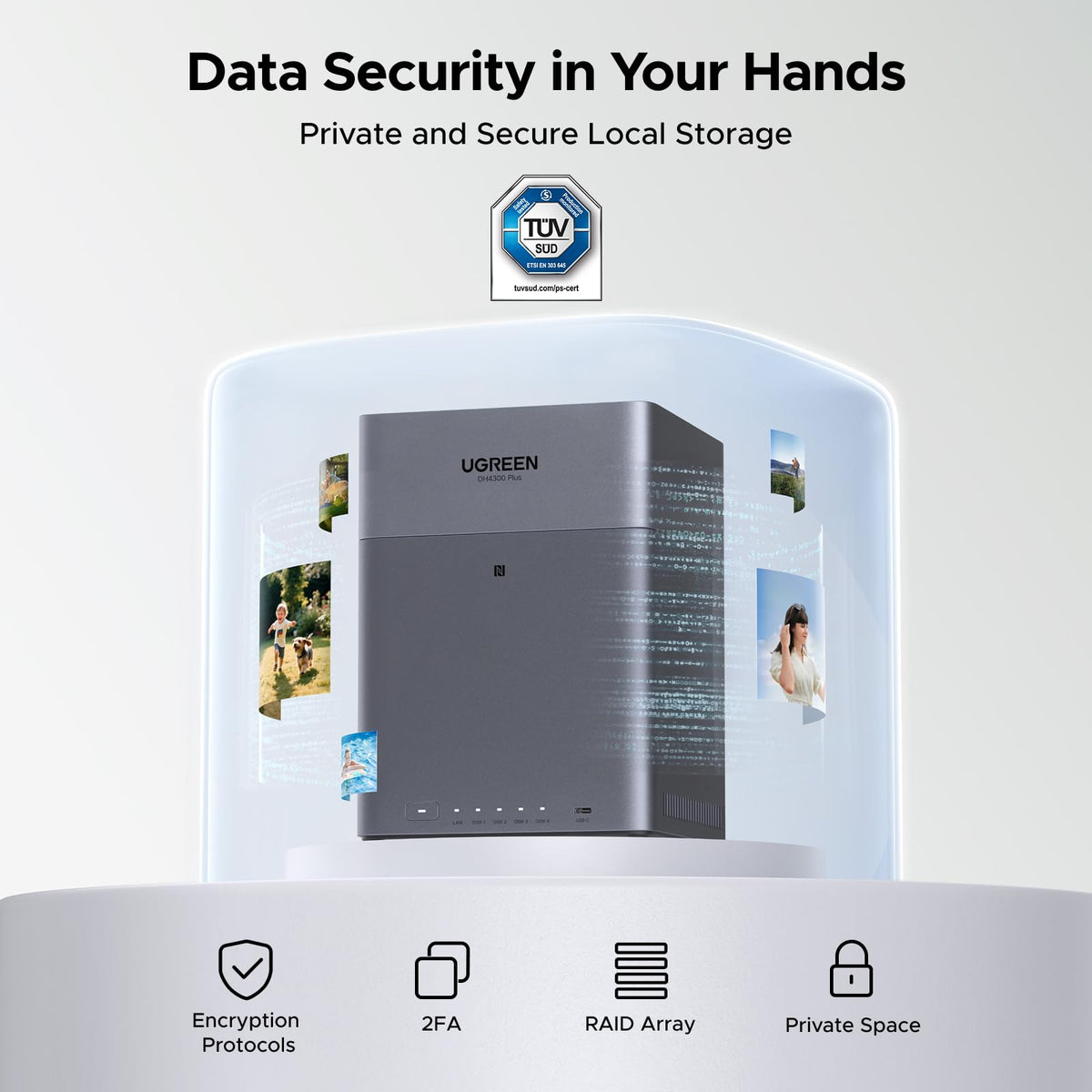 Ugreen DH4300 Plus NAS Mini Tower 8 GB LPPDDR4X UGOS Pro Grey, image 6