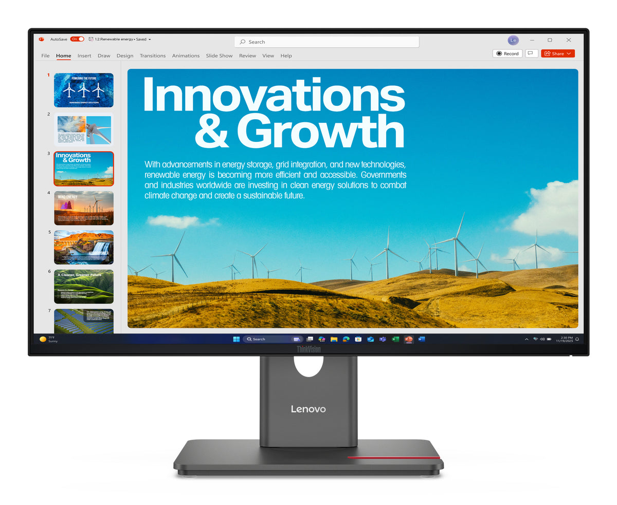 Lenovo ThinkVision P24QD-40 Monitor 23.8" QHD IPS Monitor, 120Hz, USB-C