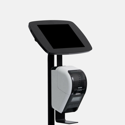 Bouncepad Original Floorstanding + Brother Printer Mount (inc USB Cable) | Exposed Front Camera and Home Button | Black | Samsung Galaxy Tab A9+ and A11+ 11-inch (2023 - 2025)