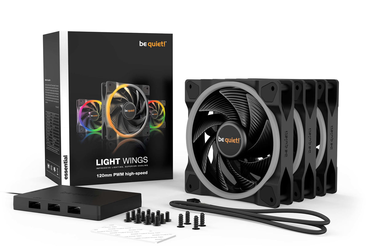 be quiet! Light Wings 120mm ARGB PWM High Speed Fan Black 3 Pack, image 6