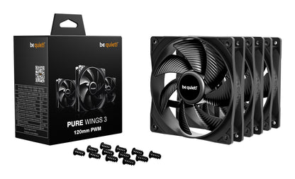 be quiet! Pure Wings 3 120mm, PWM Triple Pack Computer case Fan 12 cm Black 3-Pack, image 3