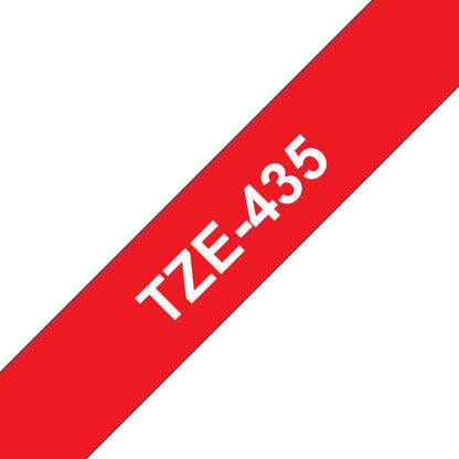 Brother TZe-435 White on Red Label Tape, 12mm x 8m