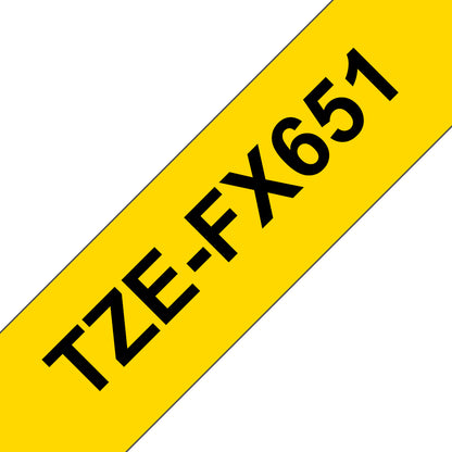 Brother TZe-FX651 Black on Yellow Label Tape, 24mm x 8m