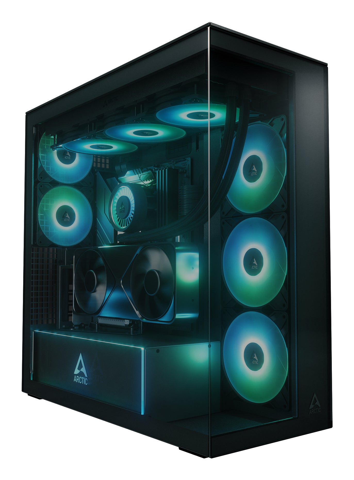 ARCTIC Xtender (VG Black) Case w/ Tinted Glass Side and Front, E-ATX, 5x ARGB Fans, ARGB PSU Shroud, Mesh Airflow, GPU Vertical Mount, USB-C 10Gbps
