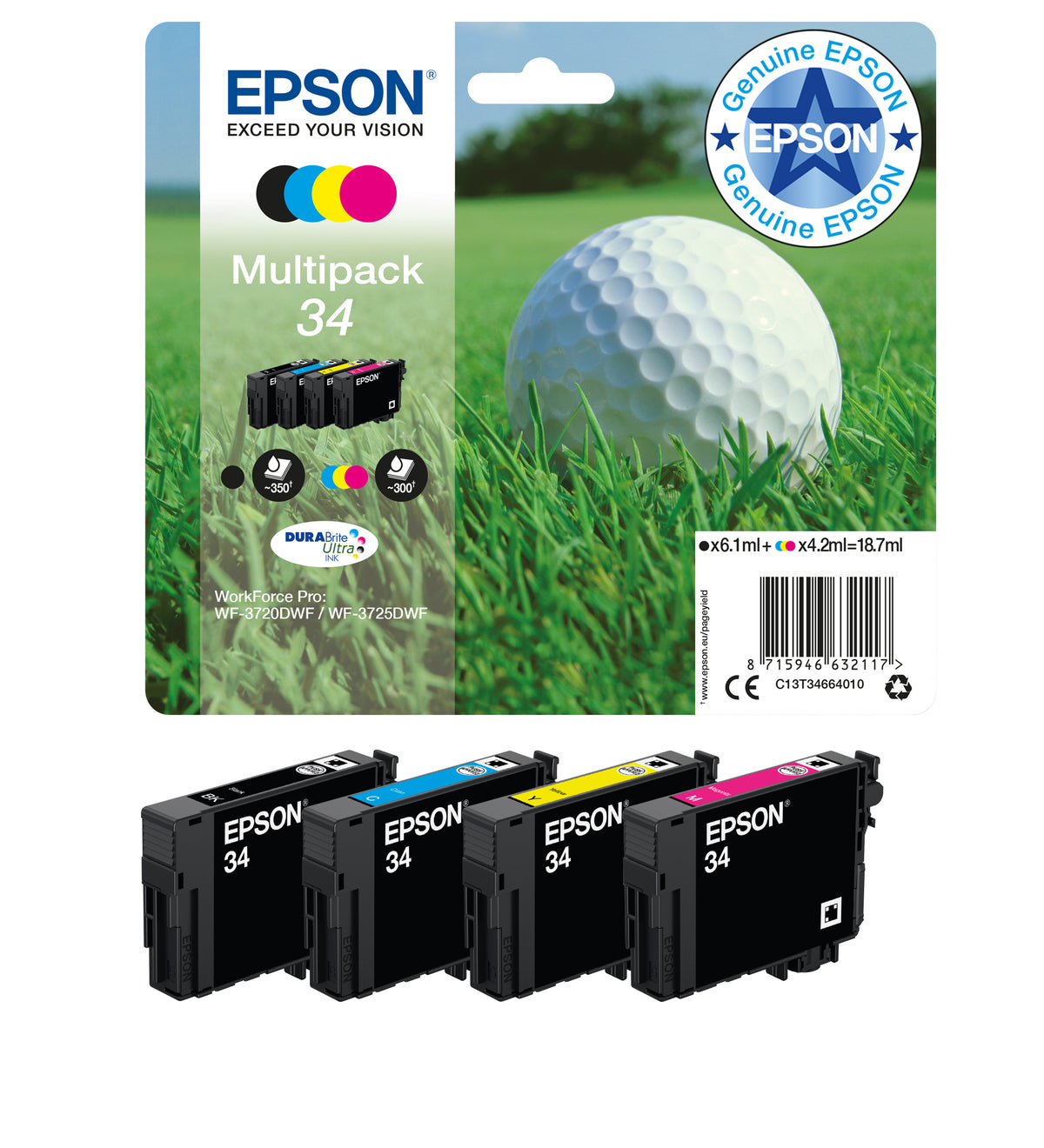 Epson 34 Genuine 4-Colour Ink Multipack, C13T34664010, image 2