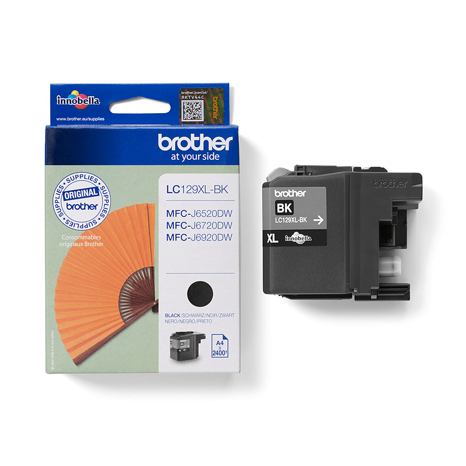 Brother LC-129XLBK Genuine Black High-Yield Ink Cartridge, 2,400 Pages, image 2